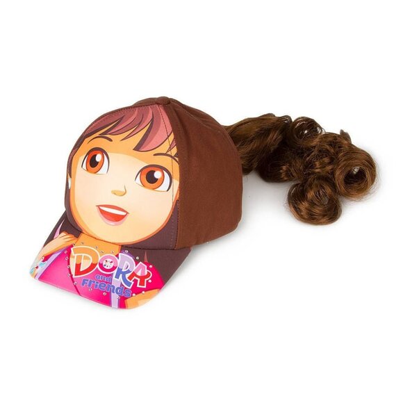 Dora the Explorer Girls Baseball Hat with Faux Hair Dora & Friends One Size New - Picture 1 of 7